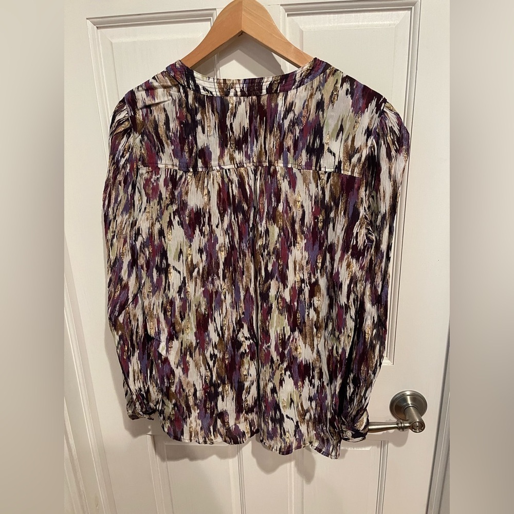 Chico's Artistic Purple and Gold Blouse 8 - Picture 5 of 7